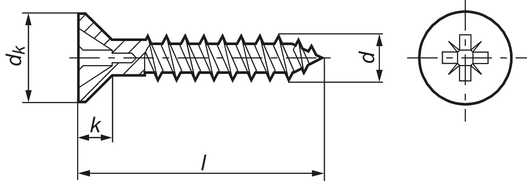 Chip board countersunk 6   x  60 zinc-plated (head drill)